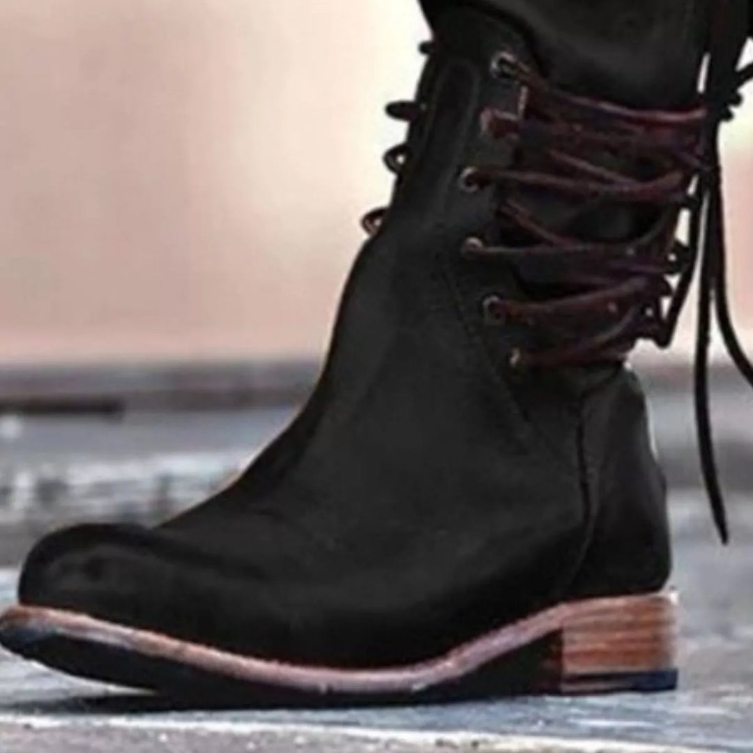 Lace-Up Block Heel Mid Boots