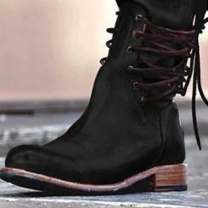 Lace-Up Block Heel Mid Boots