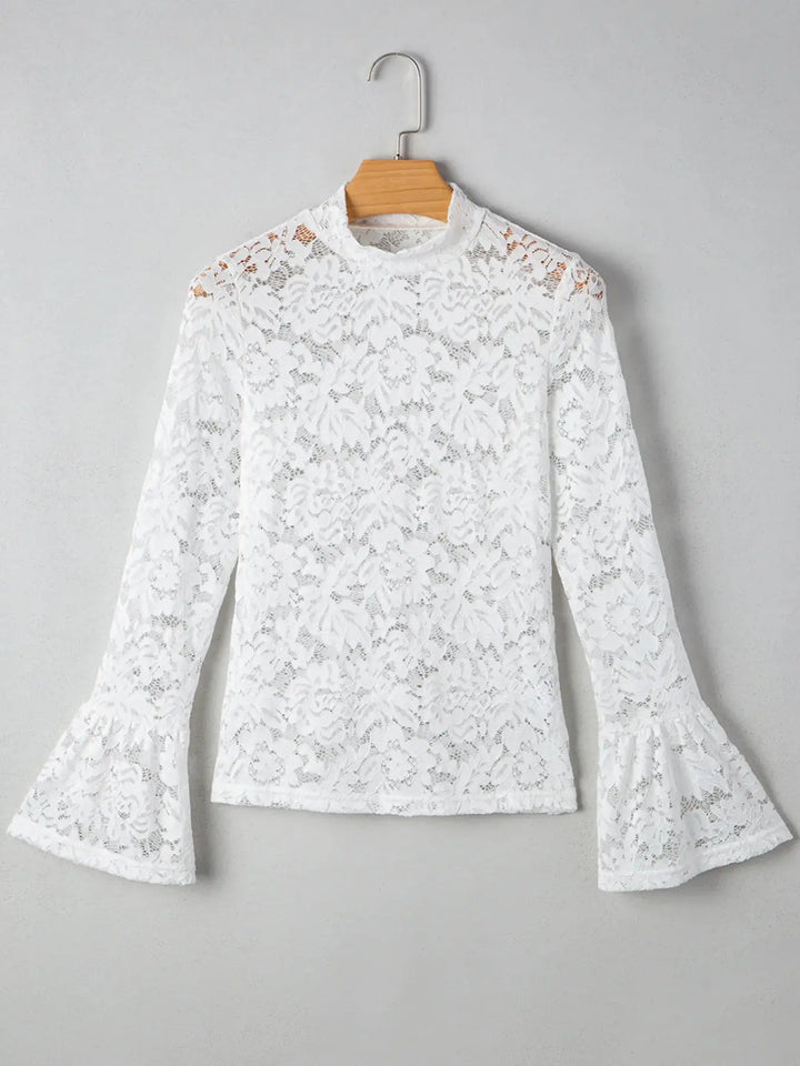Lace Crochet Bell Sleeve  Blouse