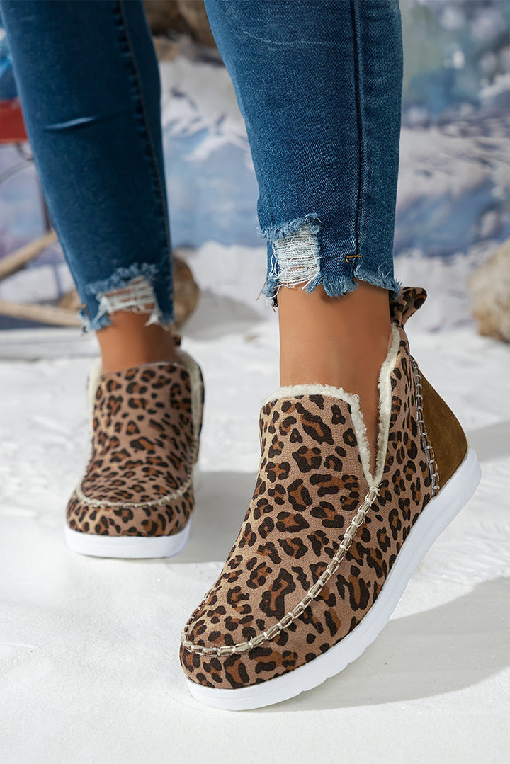 Sofia Leopard Print Fur-Lined Slip-On Winter Boots