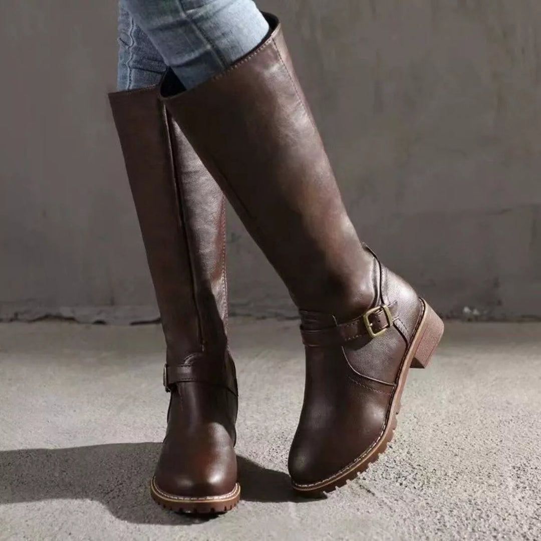 Round-Toe Block Heel Boots