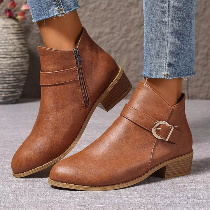 Pointed Toe Block Heel Ankle Boots
