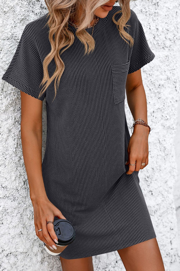 Mandy Ribbed Striped Mini Tee Dress