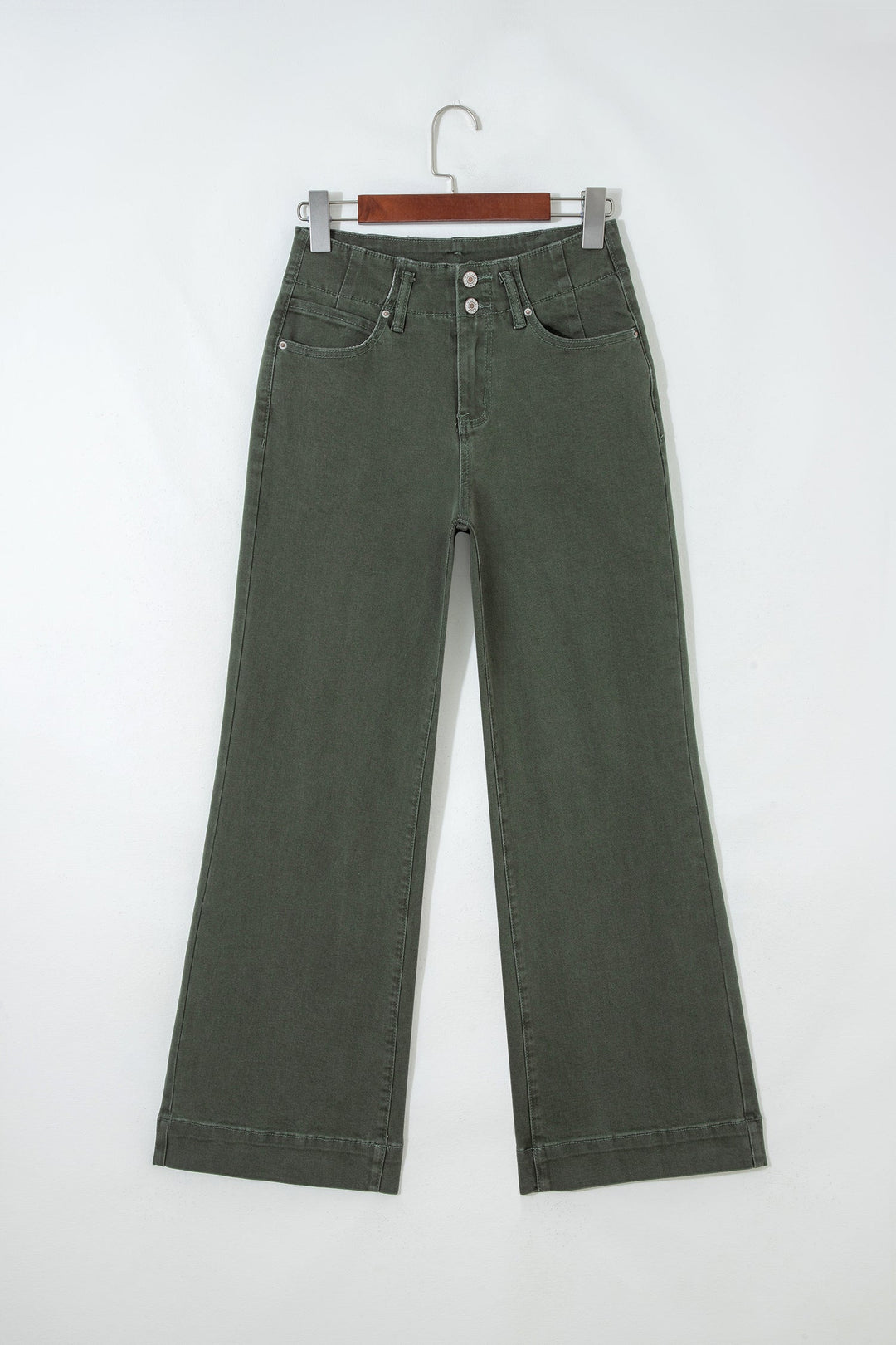 Double Button High Waist Wide Leg Jeans