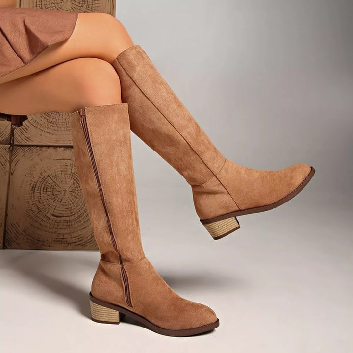 Knee-High Suede Block Heel Boots