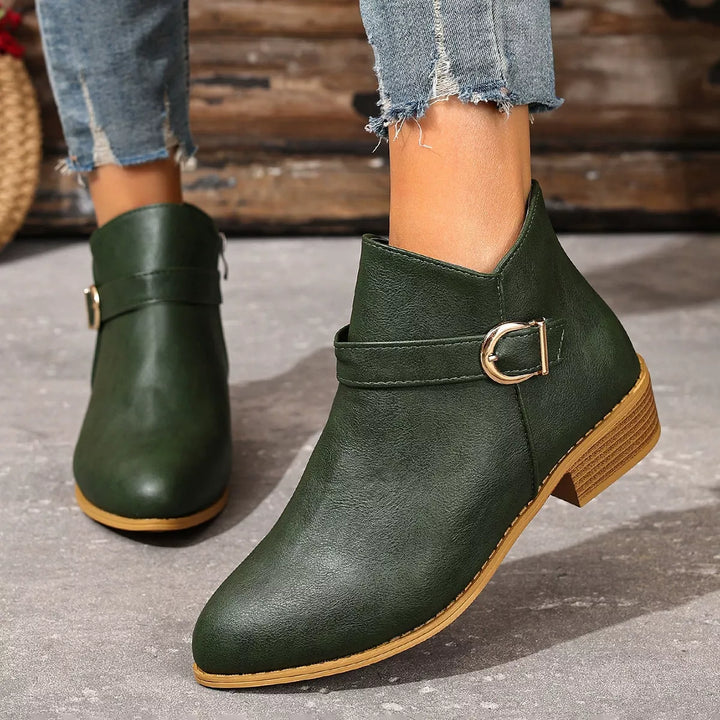 Pointed Toe Block Heel Ankle Boots