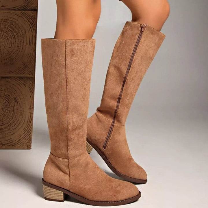Knee-High Suede Block Heel Boots