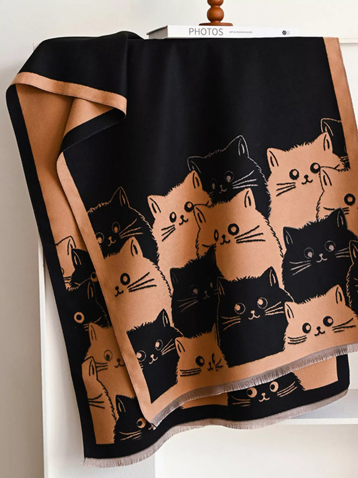 Whisker Wishes Cat Pattern Scarf