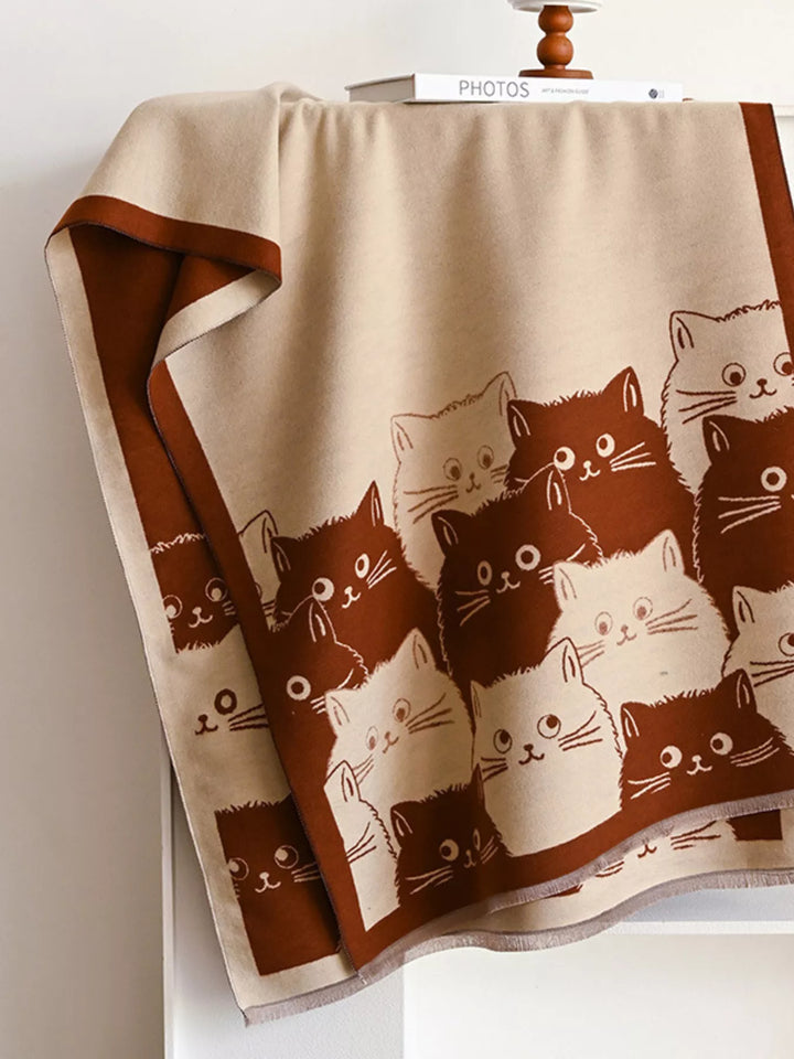 Whisker Wishes Cat Pattern Scarf