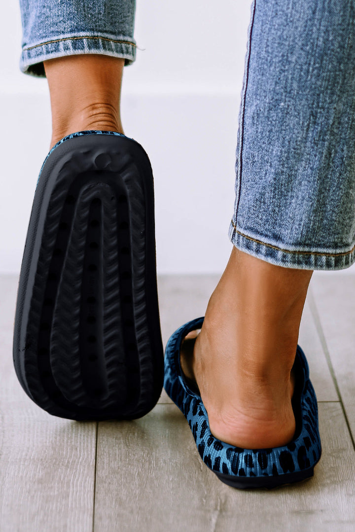 Bellamy Leopard Ribbed Thick Sole Slip-On Slippers