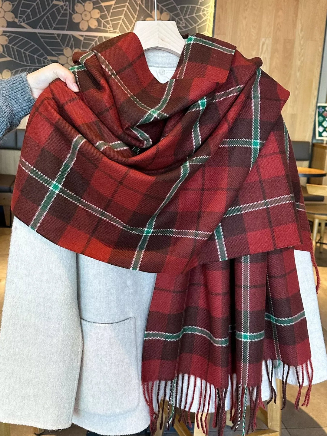 Plaid Fringe Scarf | Fireside Trails