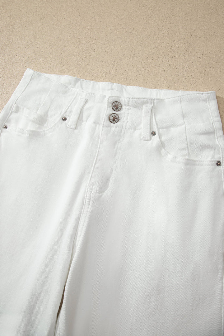 Double Button High Waist Wide Leg Jeans