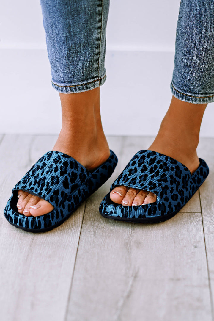 Bellamy Leopard Ribbed Thick Sole Slip-On Slippers