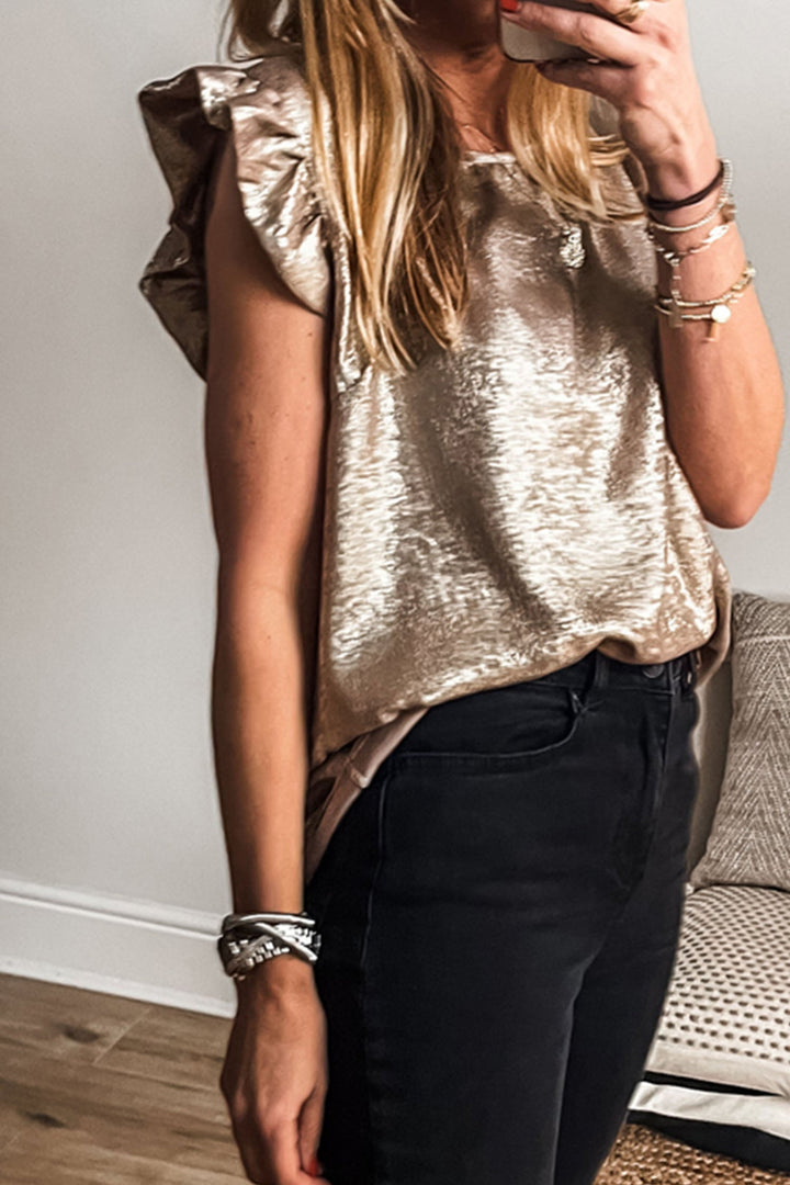 Ruffle Trim Sleeveless Top
