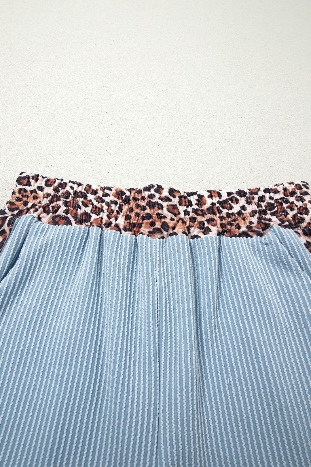 Leopard Trim Corded Top &amp; Shorts Set