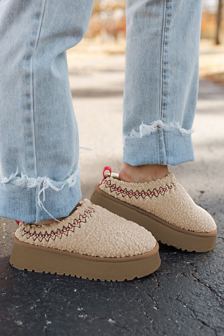 Olivia Embroidered Sherpa Snow Boots