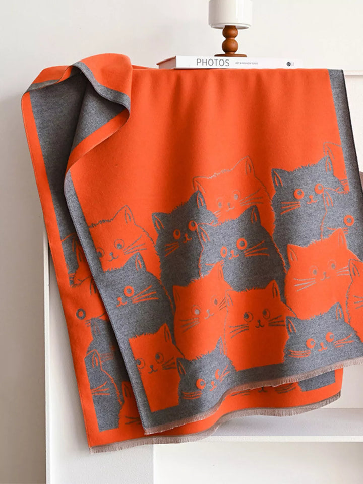 Whisker Wishes Cat Pattern Scarf