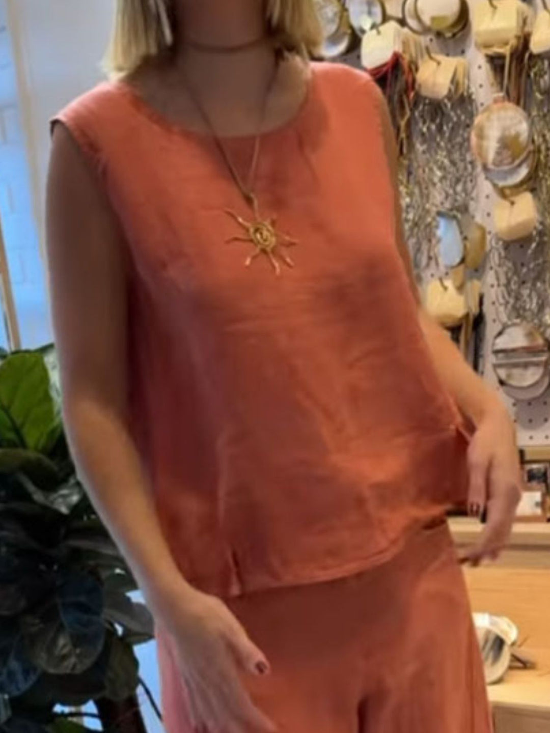 Round Neck Tank &amp; Wide-Leg Pants Set
