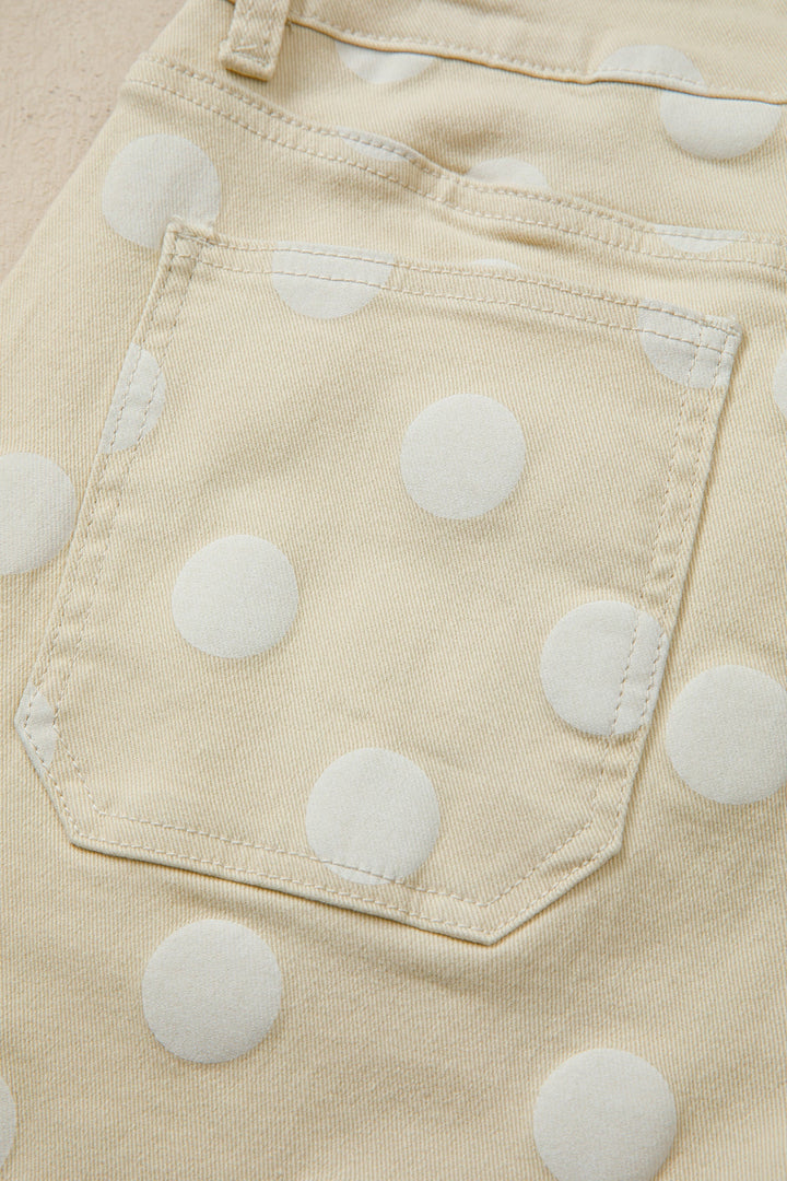 Daleyza Polka Dot Raw Hem High-Waist Shift Jeans