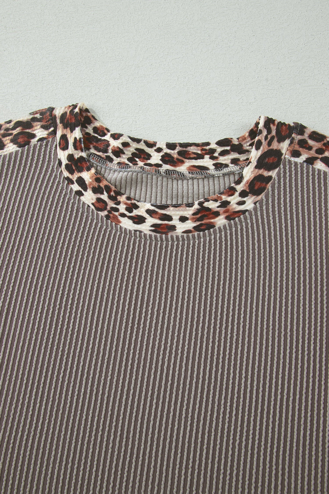 Leopard Trim Corded Top &amp; Shorts Set