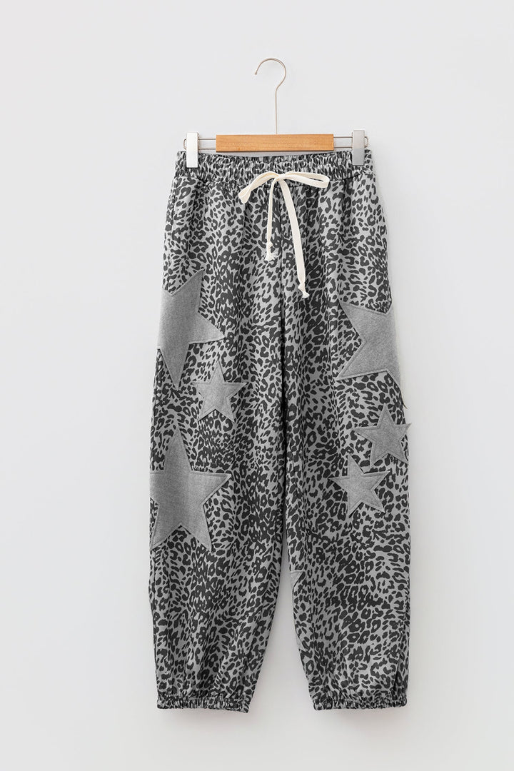 Leopard Star Patch Jogger Pants