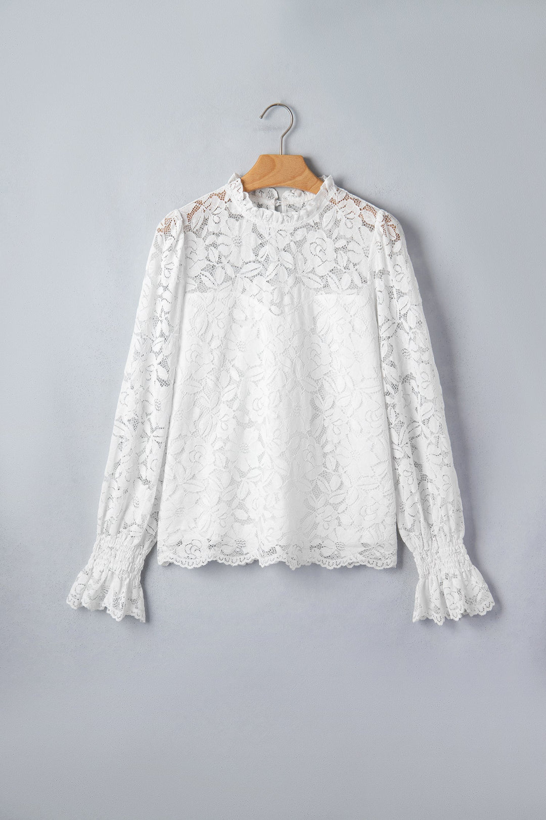 Lace Ruffle Flounce Sleeve Blouse