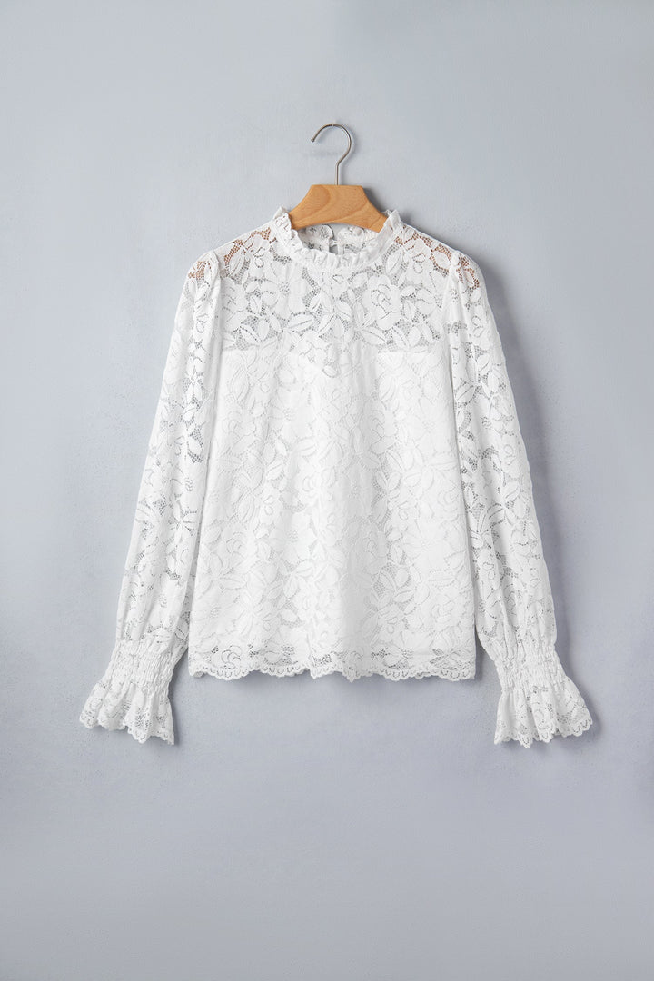 Lace Ruffle Flounce Sleeve Blouse