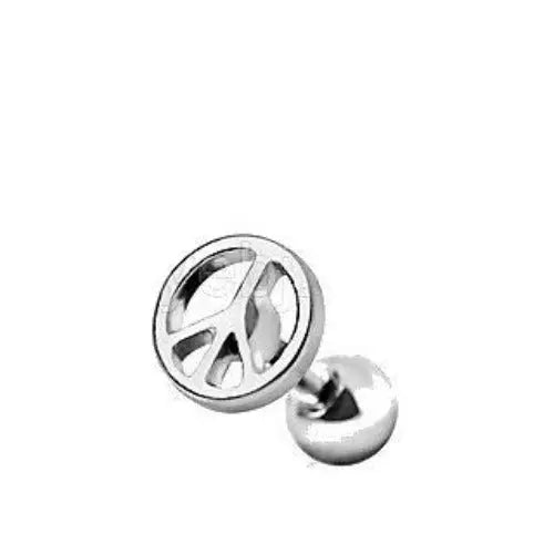 Peace Sign Cartilage Earring | 316L Surgical Steel | Mirror Polish