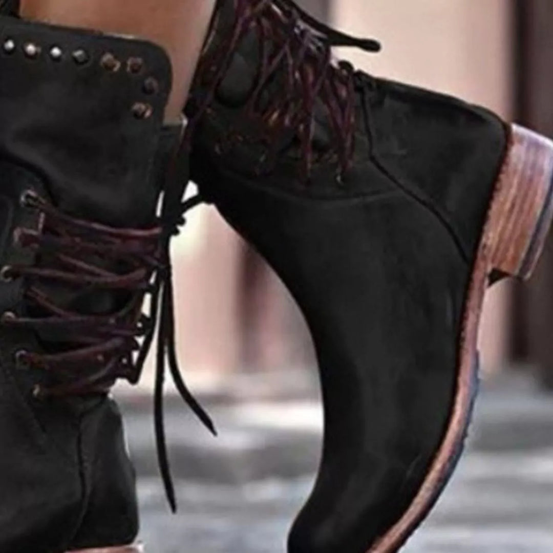 Lace-Up Block Heel Mid Boots