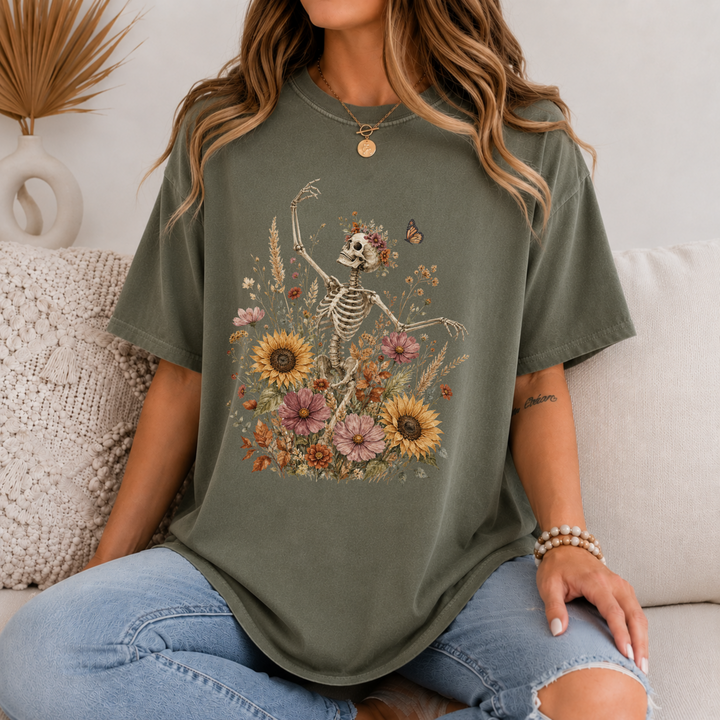 Boho Floral Skeleton Tee | Comfort Colors | 6 Colors | S–4XL