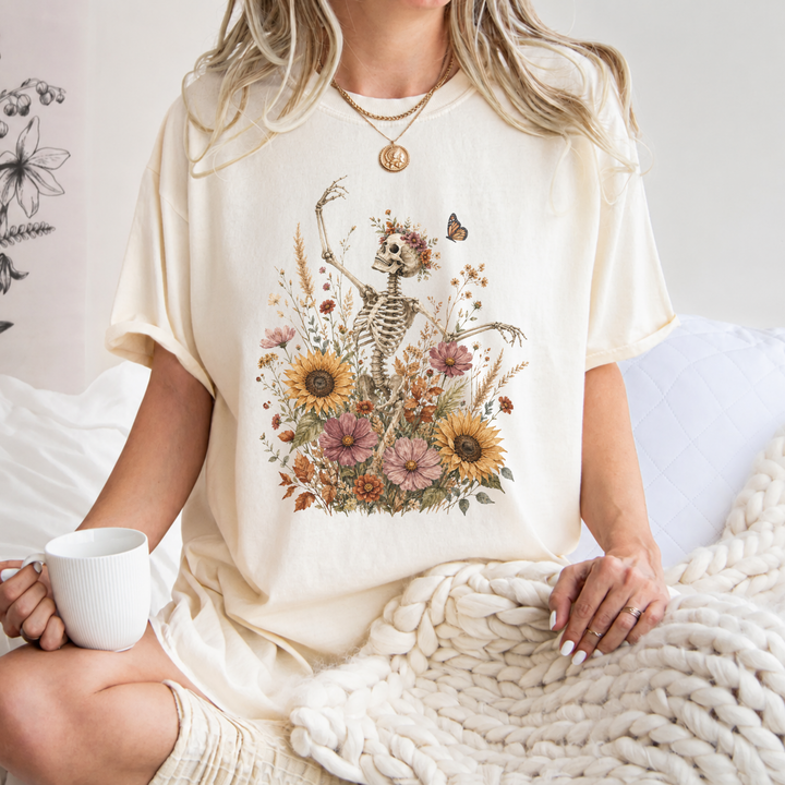 Boho Floral Skeleton Tee | Comfort Colors | 6 Colors | S–4XL