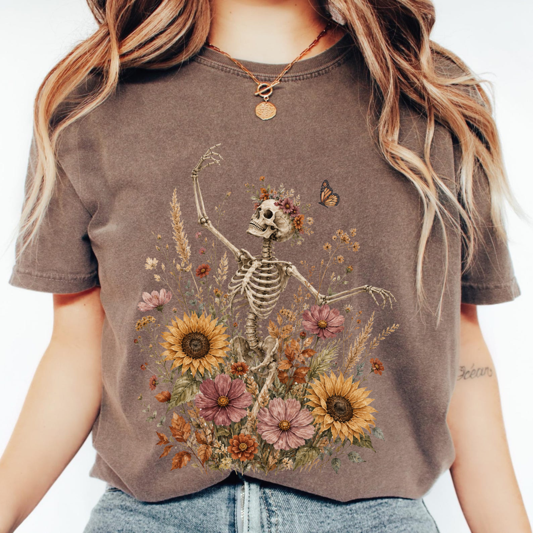 Boho Floral Skeleton Tee | Comfort Colors | 6 Colors | S–4XL