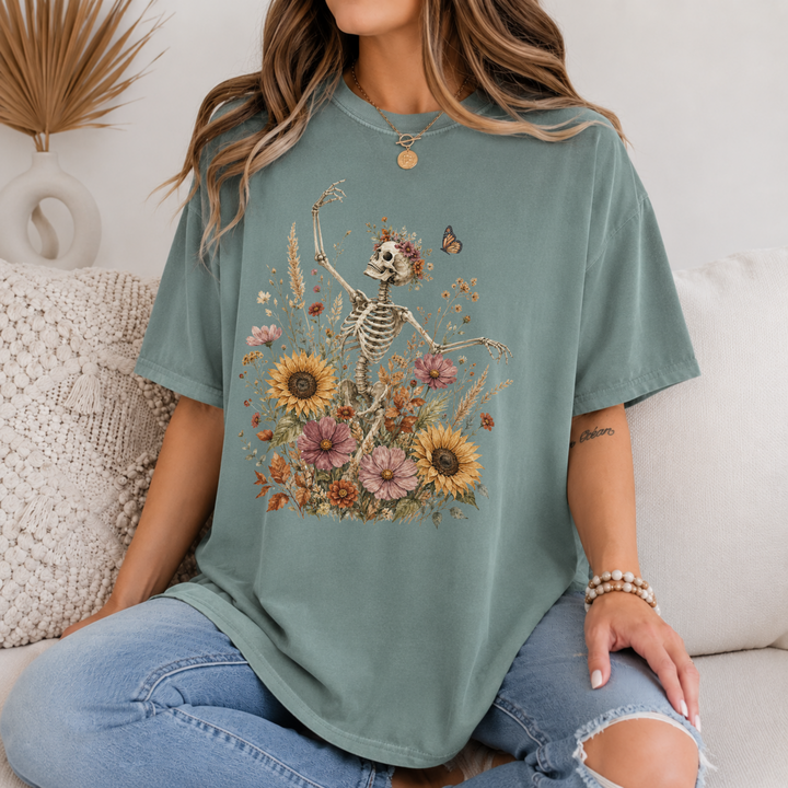 Boho Floral Skeleton Tee | Comfort Colors | 6 Colors | S–4XL