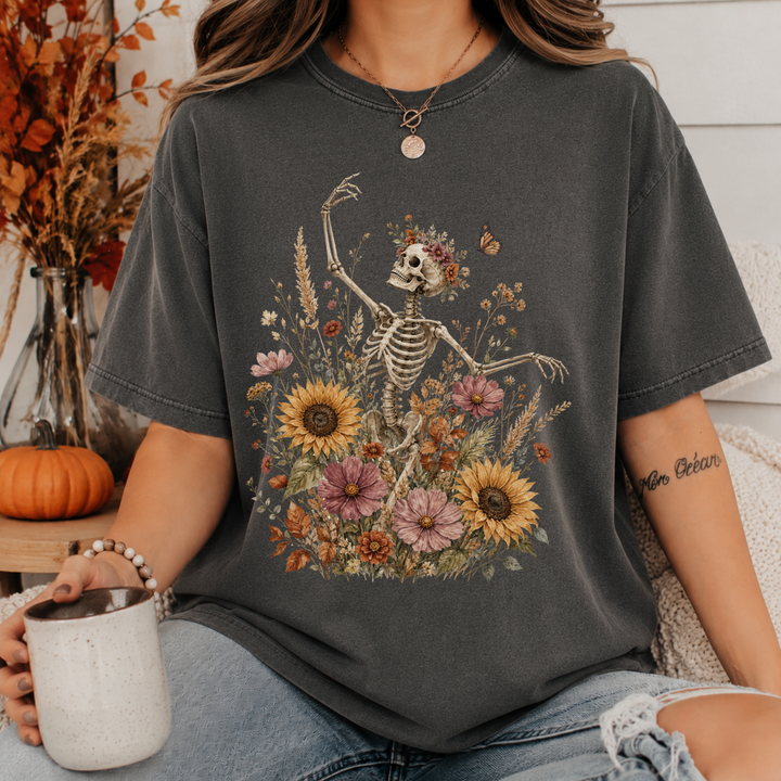 Boho Floral Skeleton Tee | Comfort Colors | 6 Colors | S–4XL
