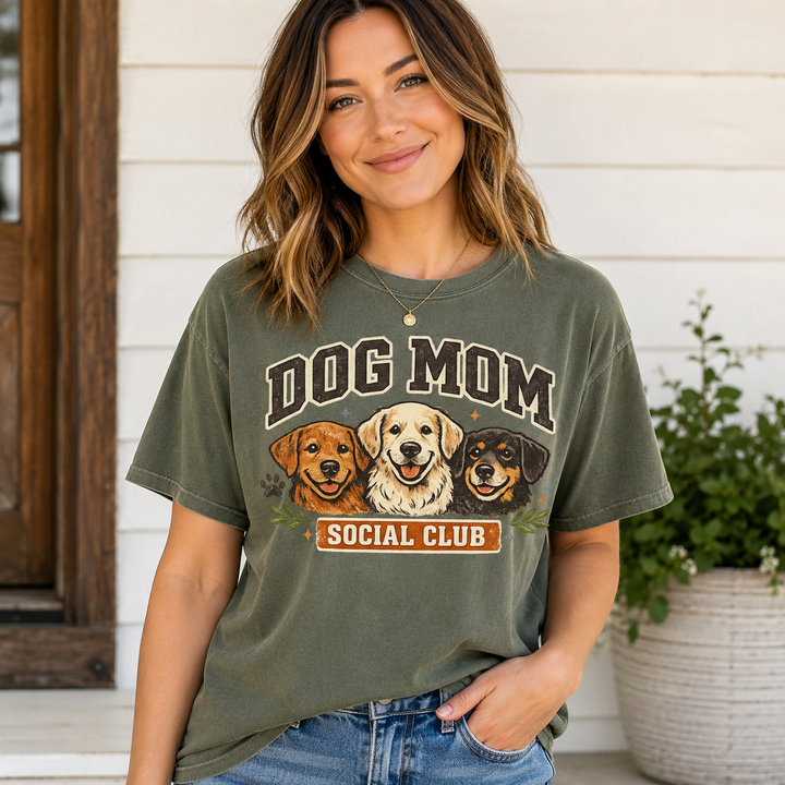 Dog Mom Social Club Graphic Tee | Comfort Colors | 3 Colors