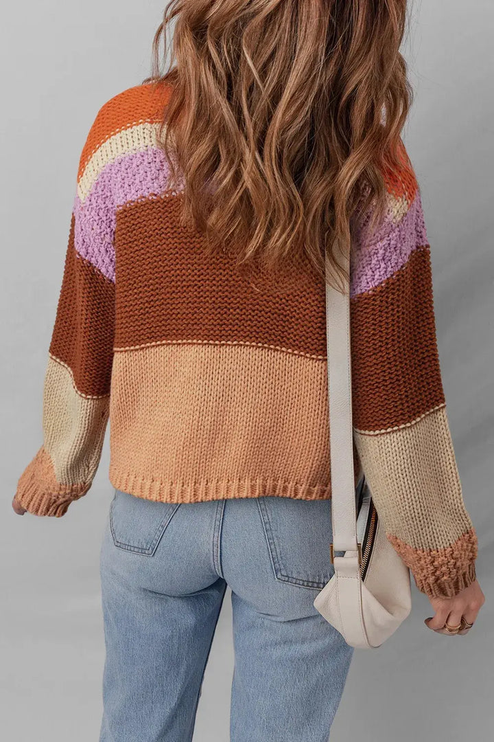 Golden Hour Striped Colorblock Sweater