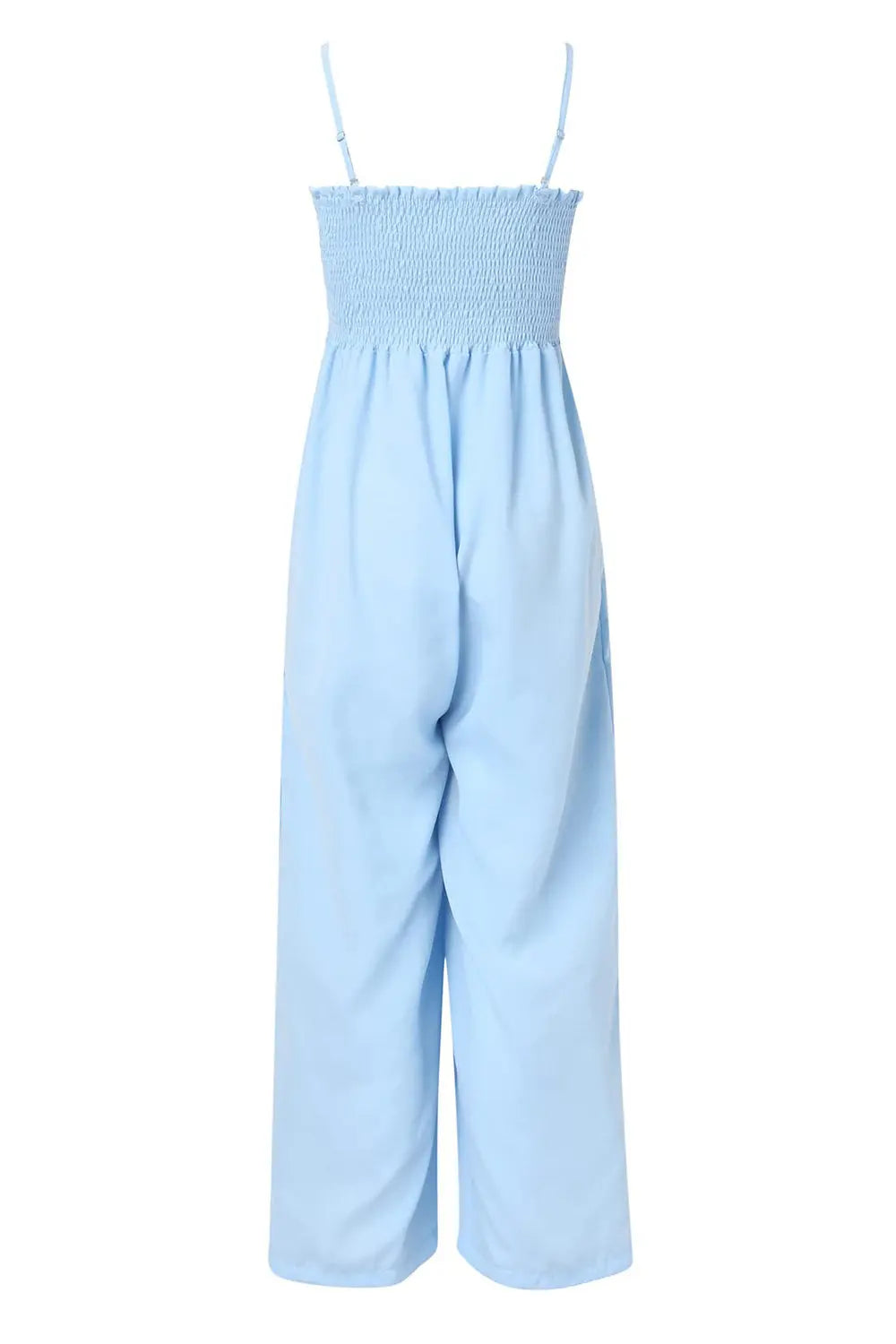 Smocked Spaghetti Strap Wide-Leg Jumpsuit