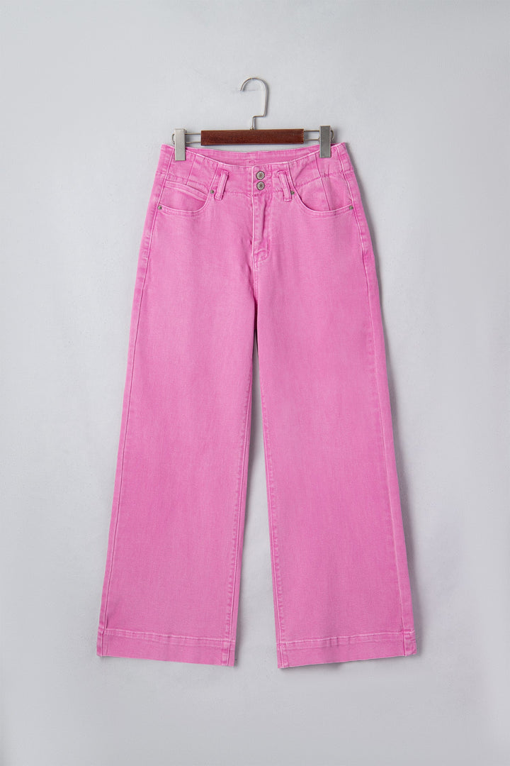 Double Button High Waist Wide Leg Jeans