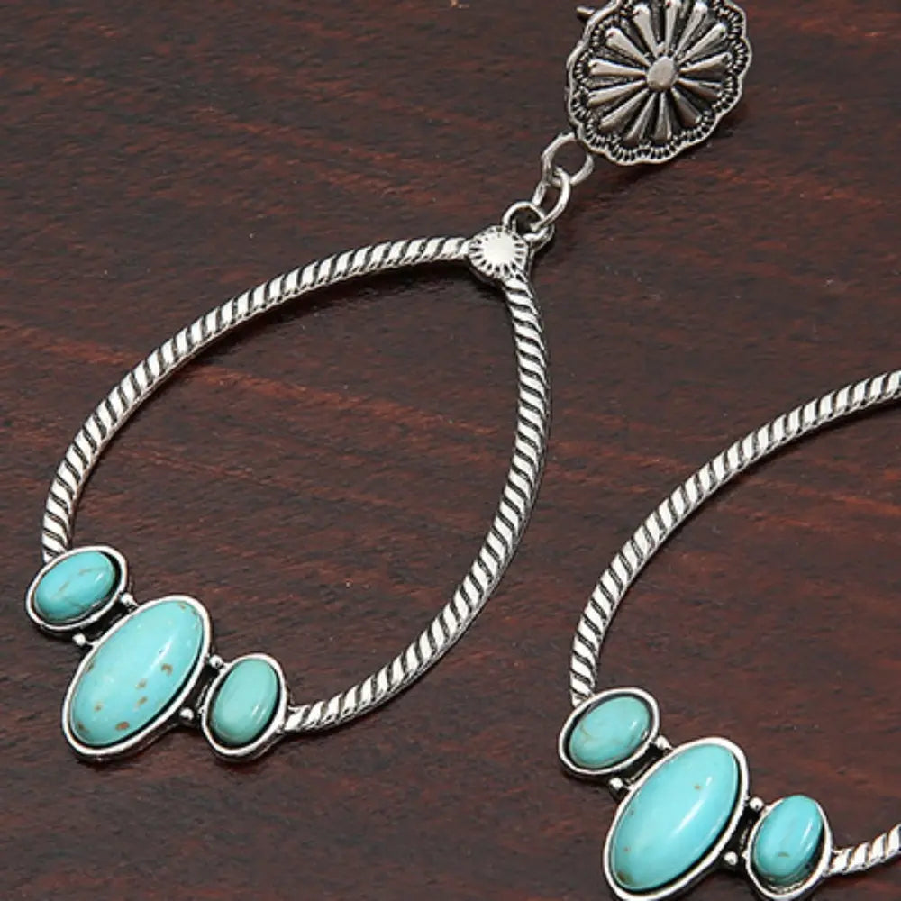 Western Turquoise Teardrop Earrings