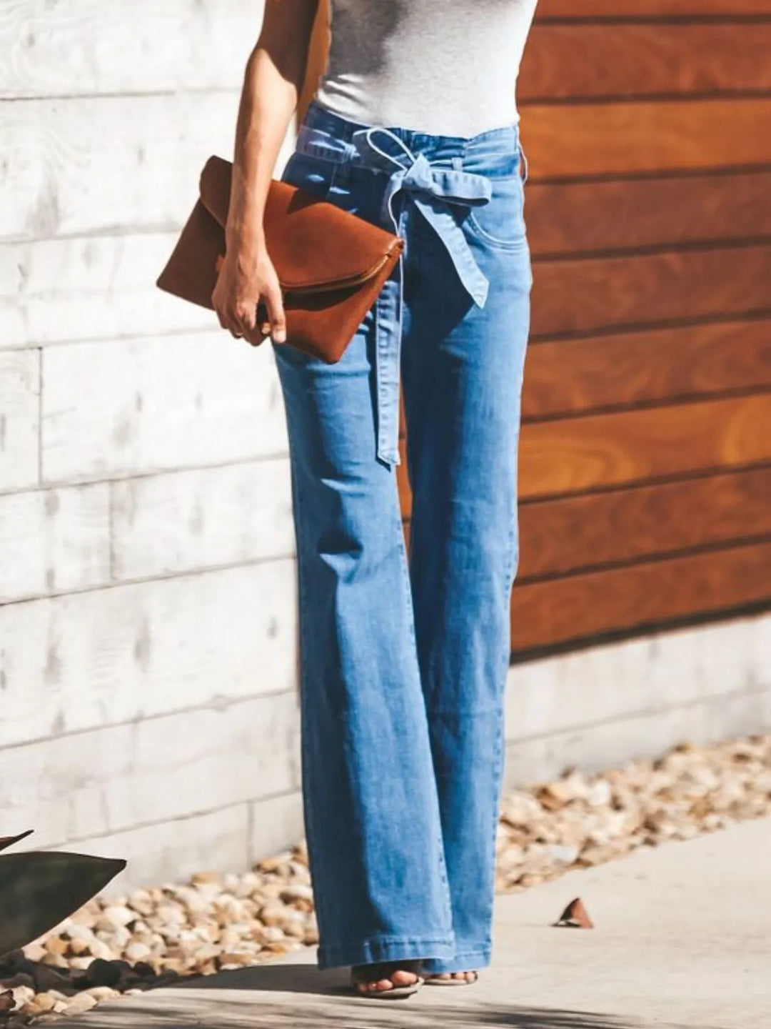 High-Waisted Tie-Front Flare Jeans | Women&