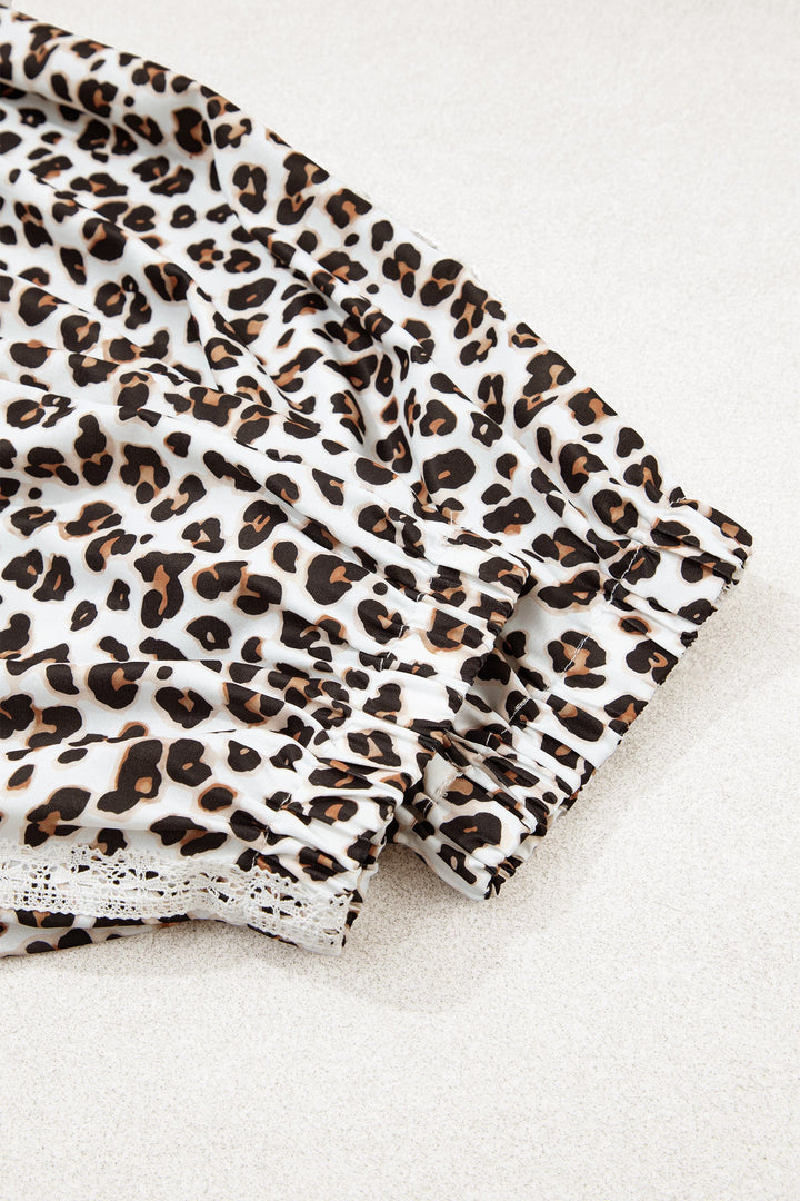 Leopard Print Jogger Pants with Elastic Waist &amp; Side Stripe