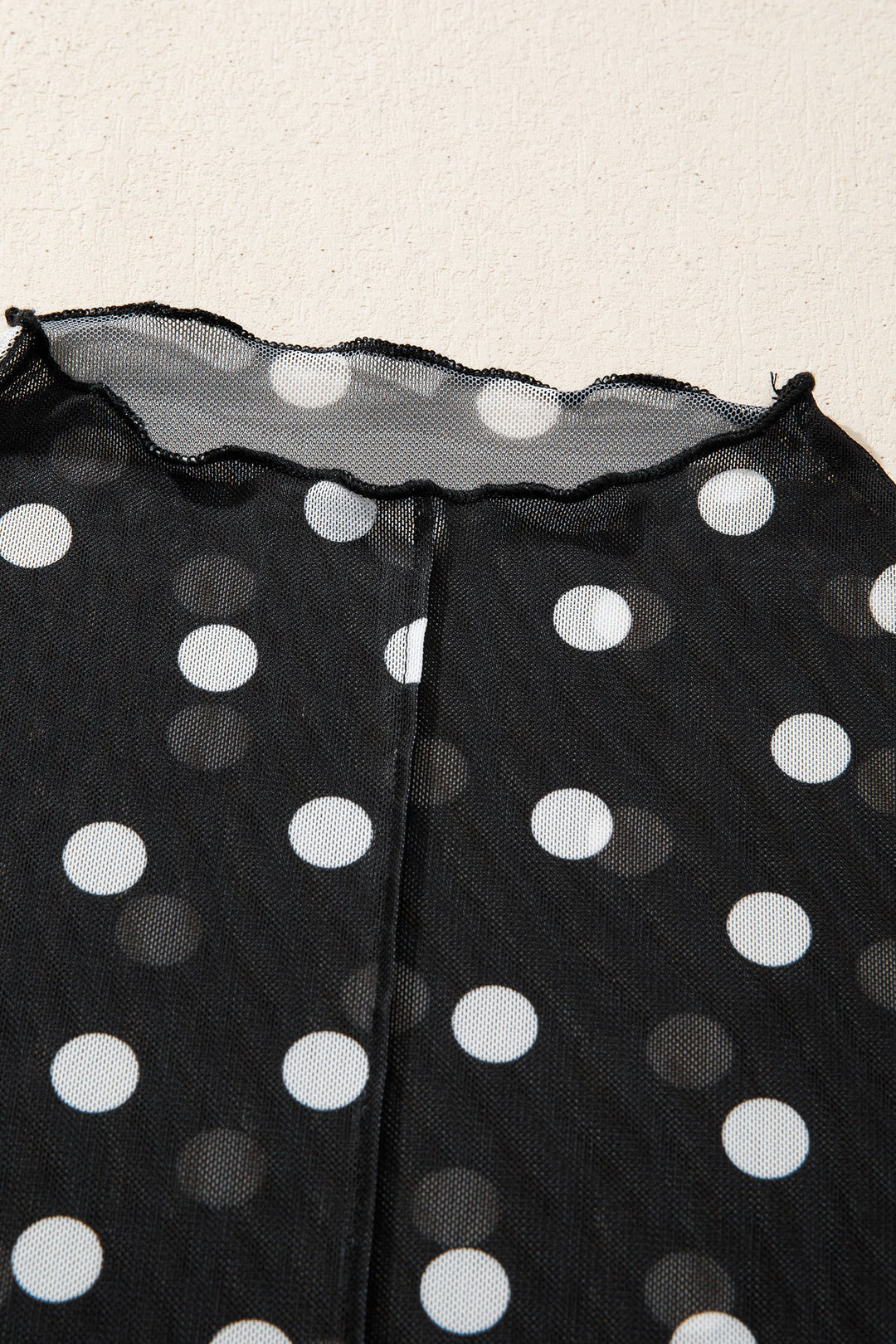 Polka Dot Sheer Mesh High Neck Tee