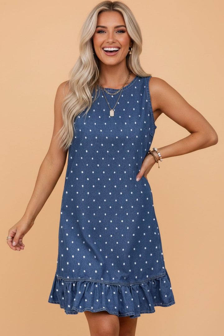 Polka Dot Ruffle Hem Mini Dress