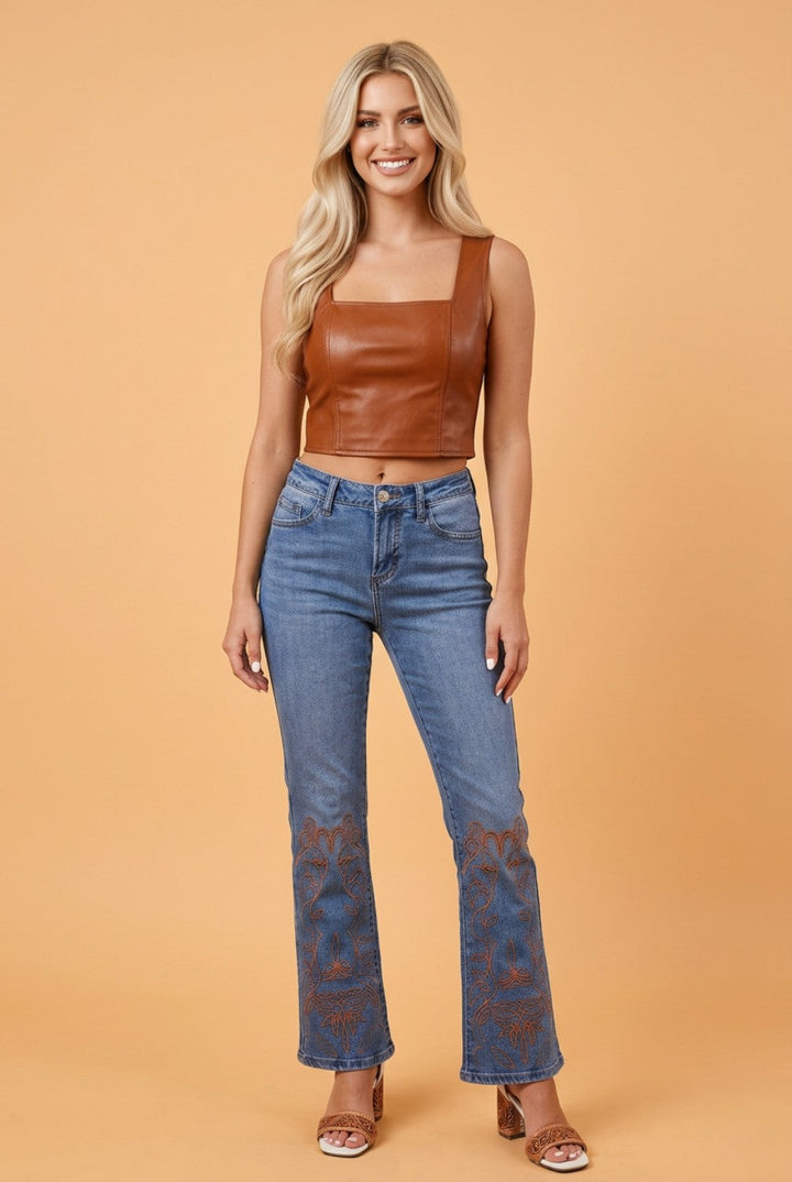 Denim Embroidered Jeans
