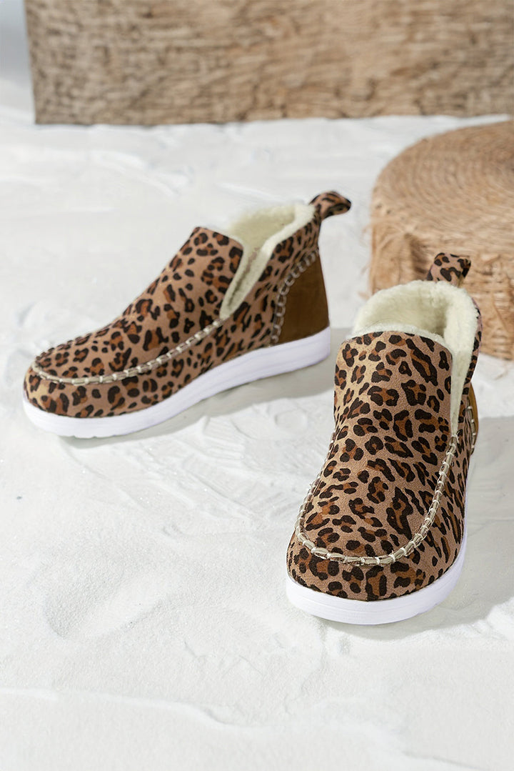 Sofia Leopard Print Fur-Lined Slip-On Winter Boots