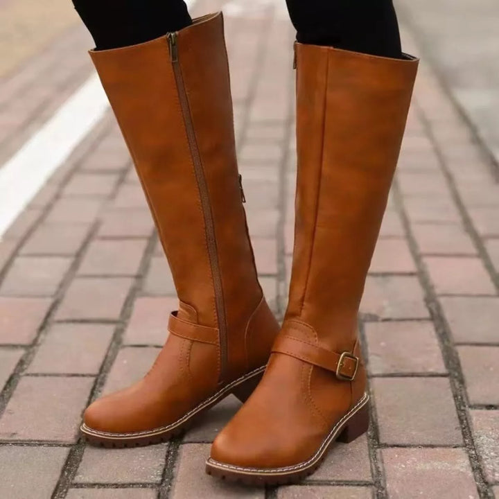 Round-Toe Block Heel Boots