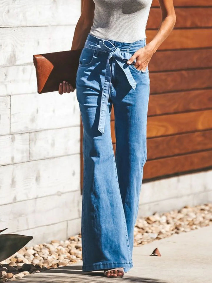 High-Waisted Tie-Front Flare Jeans | Women&