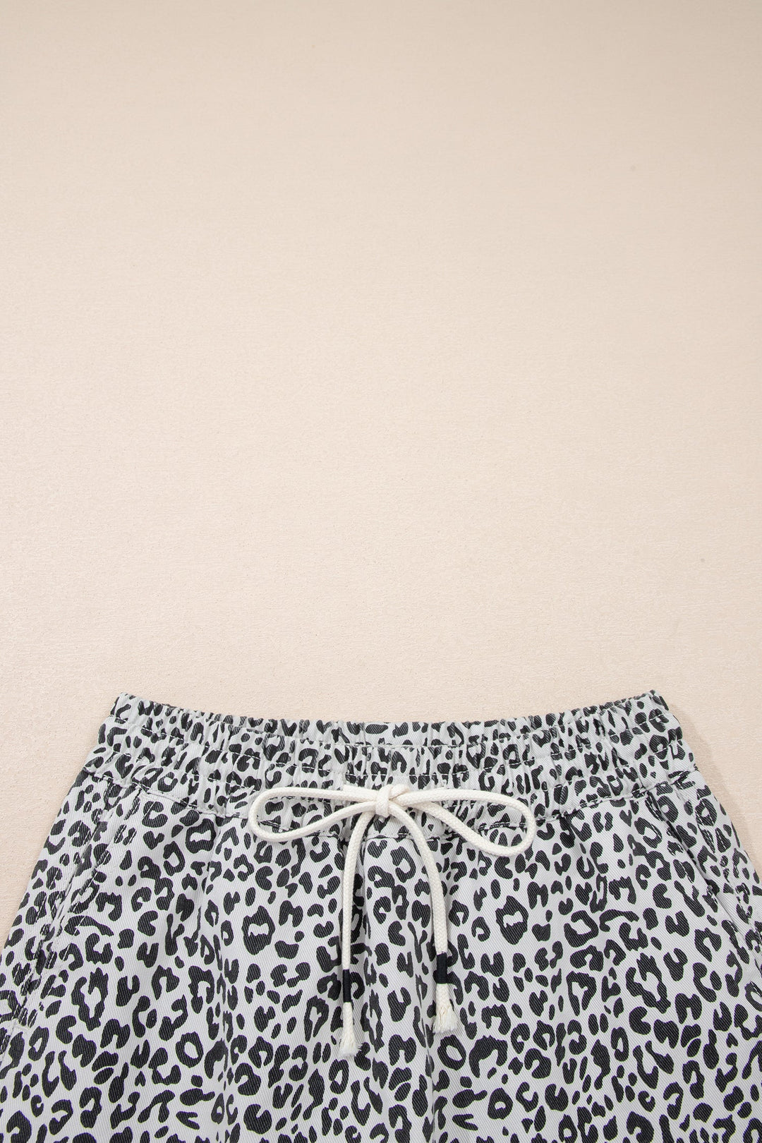 Leopard Denim Tassel Drawstring Skort