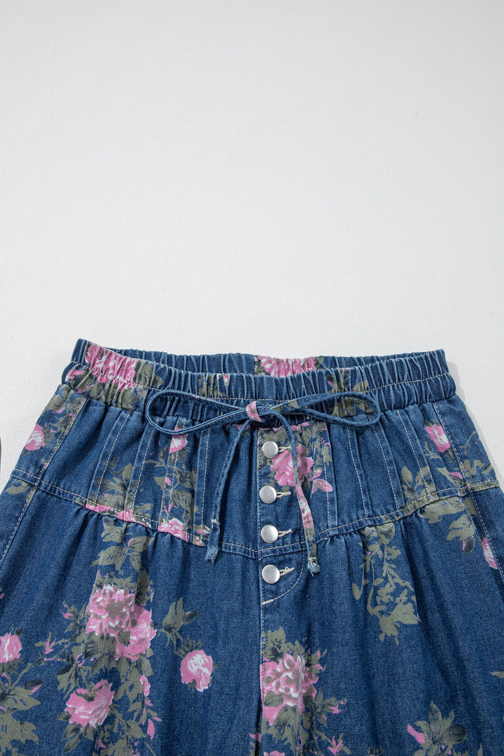 Floral Denim Wide Leg Jeans