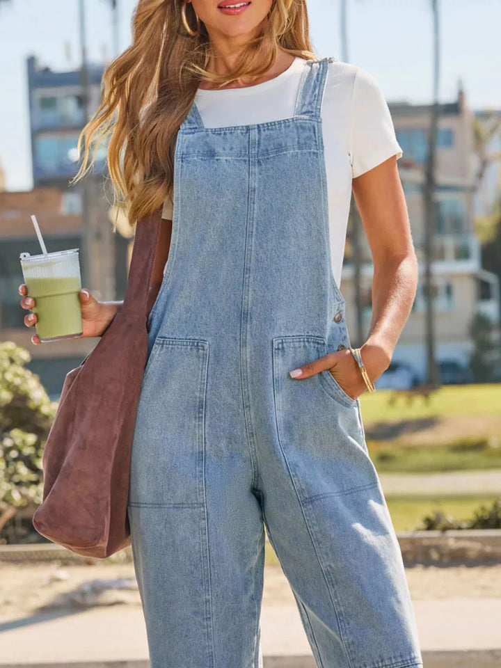 Coastal Wide Leg Denim Overalls